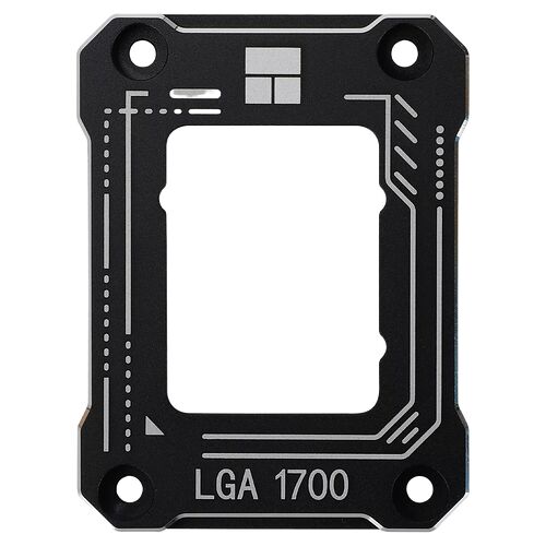 Support de montage LGA 1700 noir avec des motifs gravés, conçu pour l'installation d'un processeur sur une carte mère.