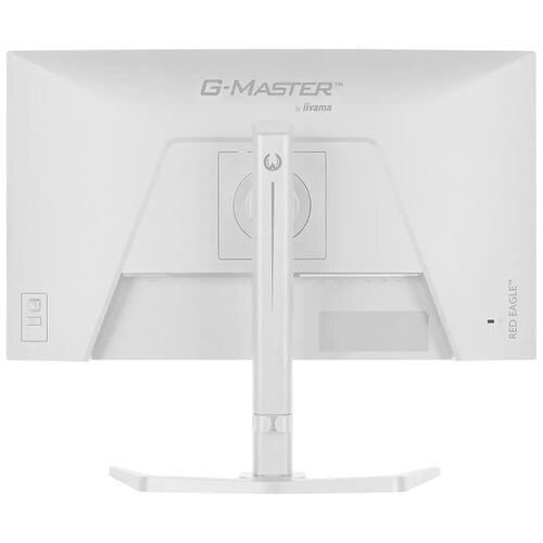 Écran de PC blanc de la marque G-Master par Iiyama, modèle Red Eagle, présenté de dos avec son pied de support.