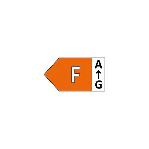 Logo de l'étiquette d'efficacité énergétique indiquant une classe F sur une échelle allant de A à G.