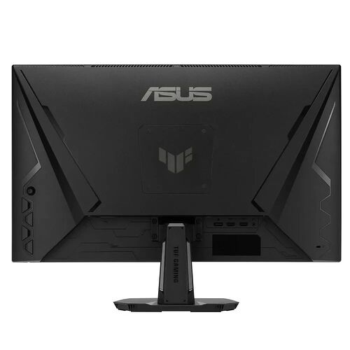 Écran de PC Asus de la gamme TUF Gaming, vu de l'arrière, avec son pied de support noir.