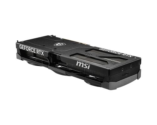 Carte graphique MSI GeForce RTX noire avec un design de dissipateur thermique robuste et le logo MSI visible sur le côté.