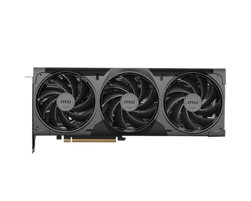 Carte graphique MSI avec trois ventilateurs de refroidissement sur un fond noir.