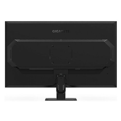 L'arrière d'un écran de jeu Gigabyte noir avec son pied de support.