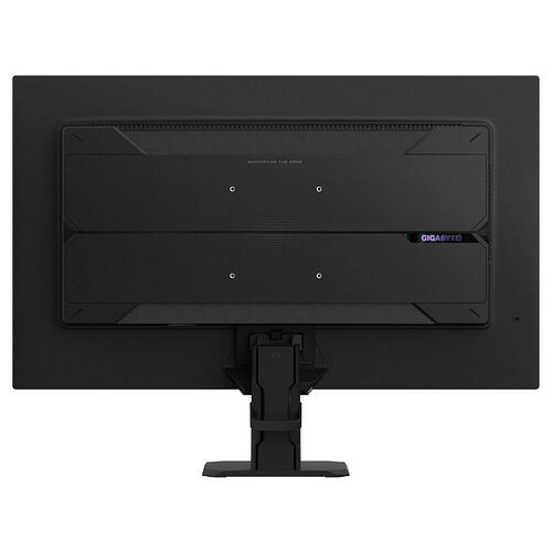 L'arrière d'un écran de jeu Gigabyte noir avec son pied de support réglable.