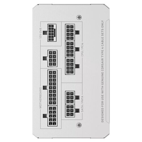 Connectique d'alimentation pour composants PC, présentant des ports pour la carte mère, le CPU/PCIe, le SATA/PATA et des connecteurs 12V-2x6.