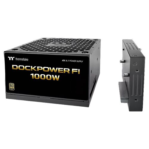 Bloc d'alimentation Thermaltake Dockpower FI de 1000W, format ATX 3.1, de couleur noire.