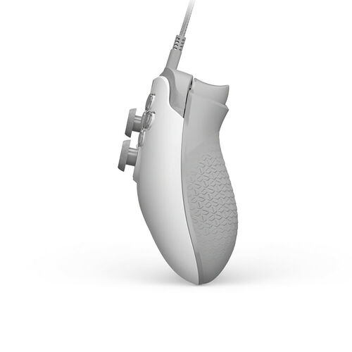 Souris gaming Logitech de couleur blanche avec un revêtement texturé sur les côtés pour une meilleure prise en main.