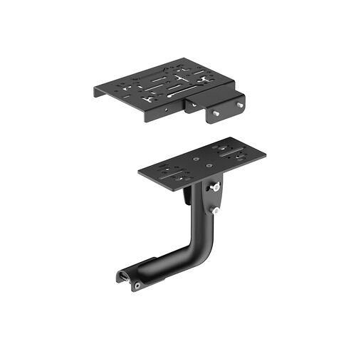 Support de fixation noir pour écran ou périphérique, composé d'une plaque de montage et d'un bras articulé.