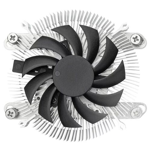 Ventilateur de refroidissement pour processeur avec dissipateur thermique en aluminium et pales noires.
