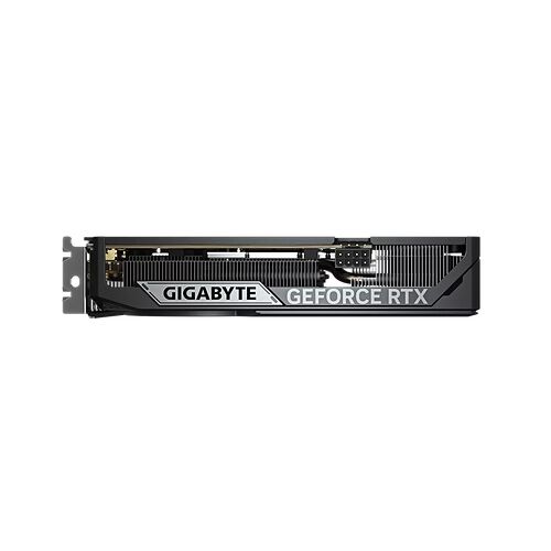 Carte graphique Gigabyte GeForce RTX noire avec un design de dissipateur thermique à double ventilateur.