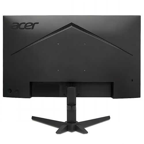 Écran Acer de couleur noire présenté de dos, avec un pied en forme de croix.