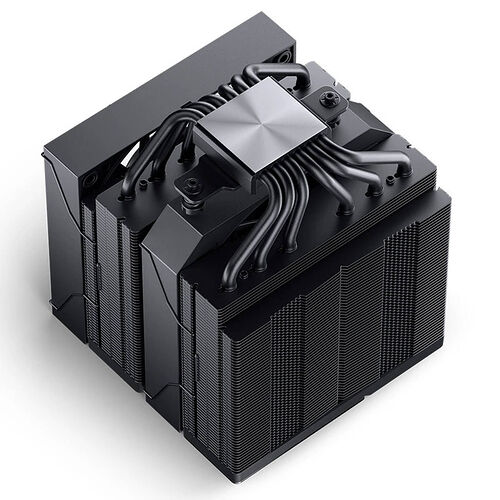 Ventirad de processeur noir avec dissipateur thermique à ailettes et caloducs apparents.