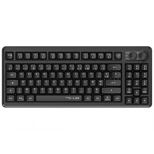 Clavier gaming noir de la marque G-LAB avec pavé numérique et touches de fonction.