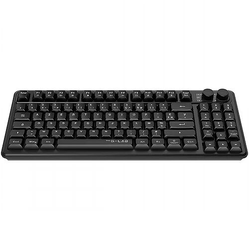 Clavier mécanique noir G-LAB avec pavé numérique et molette de contrôle sur le côté droit.