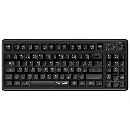 Clavier gaming noir de la marque G-LAB avec pavé numérique et touches de fonction.