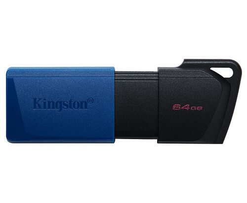 Clé USB Kingston de couleur bleue et noire avec une capacité de 64 Go.
