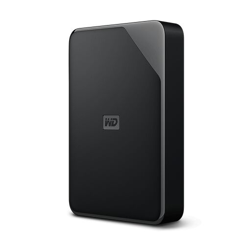 Disque dur externe WD de couleur noire avec un design sobre et élégant.