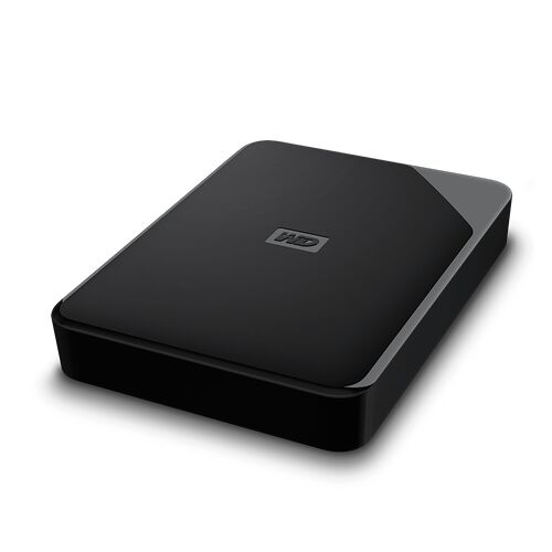 Disque dur externe WD de couleur noire.