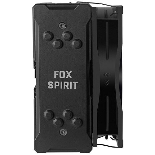 Ventilateur de boîtier noir de la marque Fox Spirit avec un design texturé et des fixations sur les côtés.