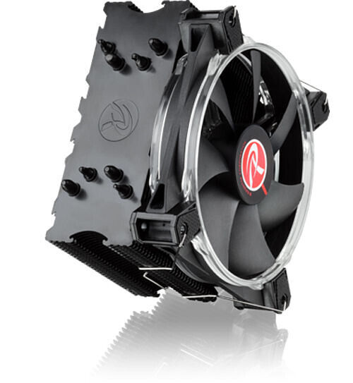 Ventilateur de processeur Noctua avec un dissipateur thermique noir et des ailettes en aluminium.