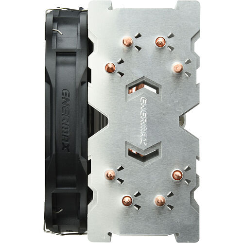 Ventirad Enermax avec un dissipateur en aluminium argenté et un ventilateur noir.