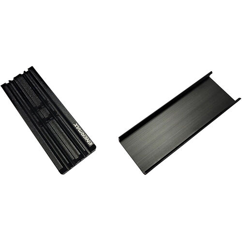 Deux supports de disques durs noirs de la marque Enermax, présentés séparément sur un fond blanc.