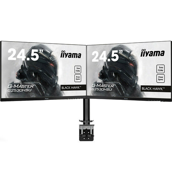 Pack Dual Screen Iiyama G-Master G2530HSU-B1 FreeSync + Pied Iiyama DS1002C-B1
