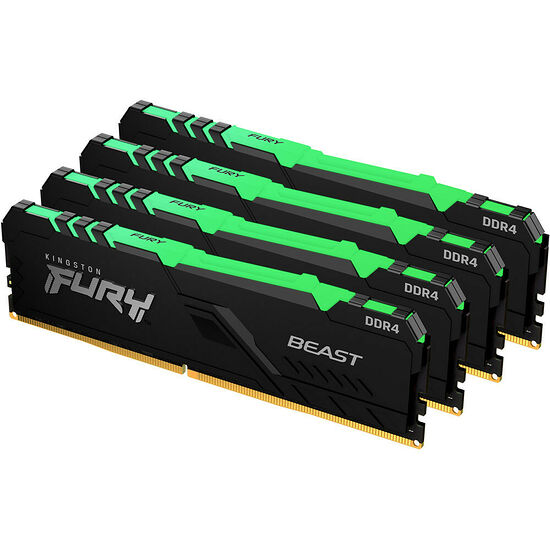 DDR4 Kingston Fury Beast RGB - 64 Go (4 x 16 Go) 3000 MHz - CAS 15