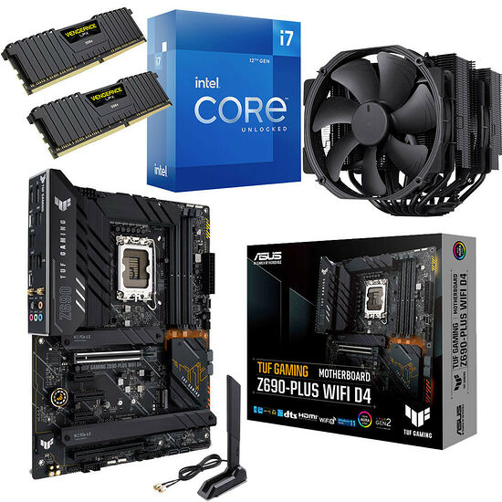 Kit évo Core i7-12700K + TUF Z690-PLUS WIFI DDR4 + NH-D15 chromax.black + 32 Go