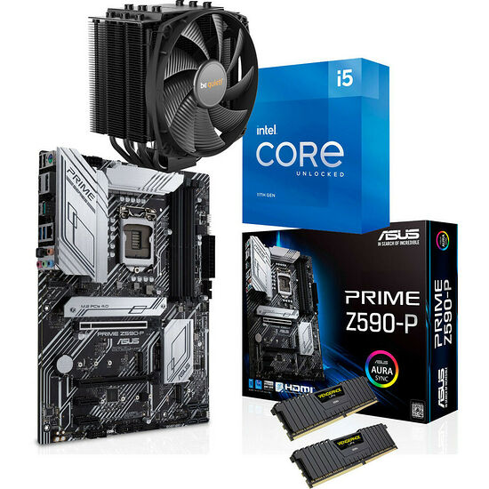 Kit évo Intel Core i5-11600K + Asus Prime Z590-P + Dark Rock 4 + 16 Go
