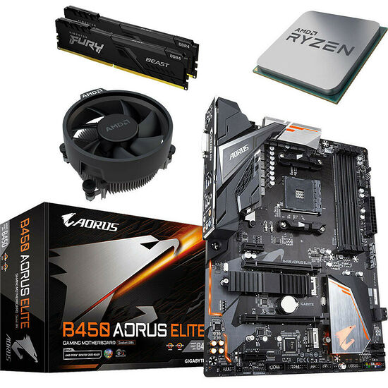 Kit évo AMD Ryzen 5 3600 (Bulk) + Gigabyte B450 AORUS Elite + 16 Go