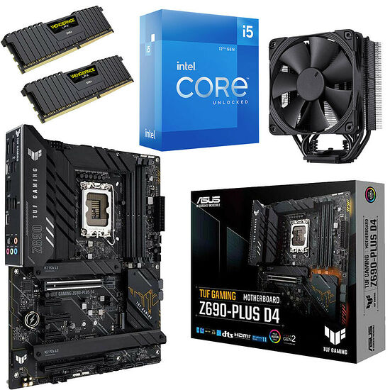 Kit évo Core i5-12600K + TUF Z690-PLUS DDR4 + NH-U12S + 16 Go