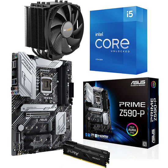 Kit évo Intel Core i5-11600K + Asus Z590-P + Be Quiet ! Dark Rock 4 + 16 Go