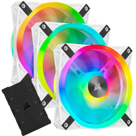 Corsair QL120 RGB - Blanc - 120 mm (Pack de 3) + Lighting Node Core