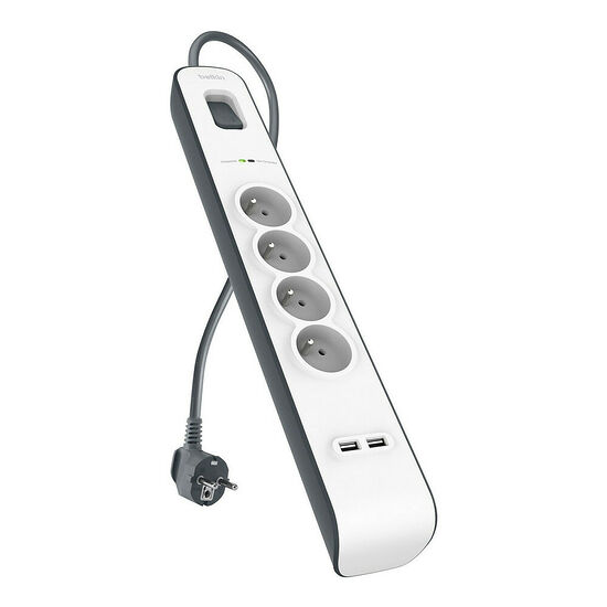 Belkin multiprise parafoudre 4 prises + 2 ports USB