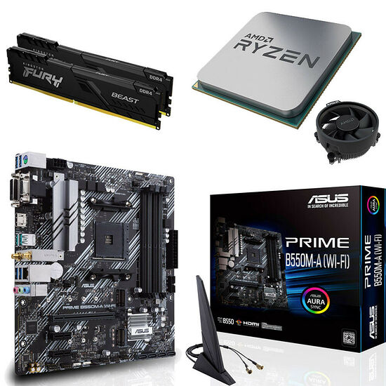 Kit évo Ryzen 5 3600 (Bulk) + Asus PRIME B550M-A (WI-FI) + 16 Go