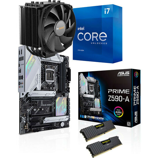 Kit évo Intel Core i7-11700K + Asus Prime Z590-A + Dark Rock 4 + 16 Go