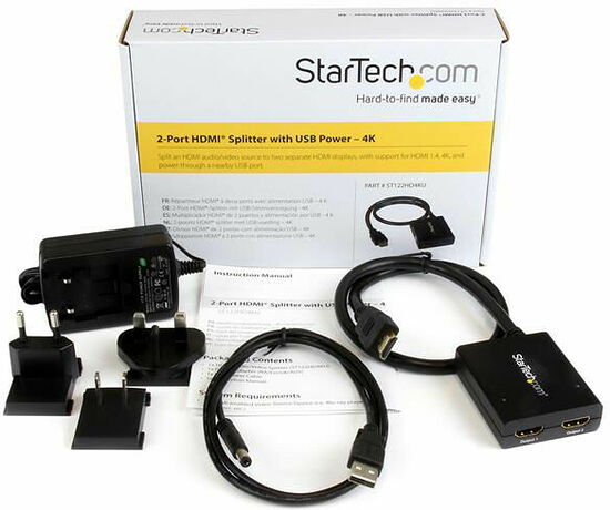 Splitter vidéo HDMI 4K à 2 ports, Startech (image:1)