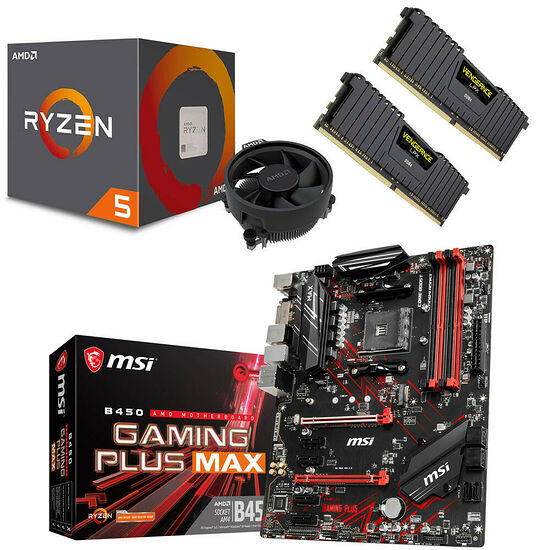 Kit évo Ryzen 5 1600 AF (3.2 GHz) + MSI B450 GAMING PLUS MAX + 16 Go