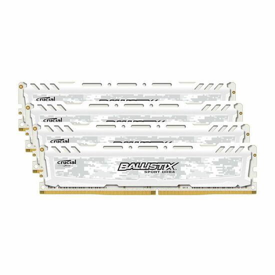 DDR4 Ballistix Sport LT, Blanc, 16 Go (4 x 4 Go), 2400 MHz, CAS 16