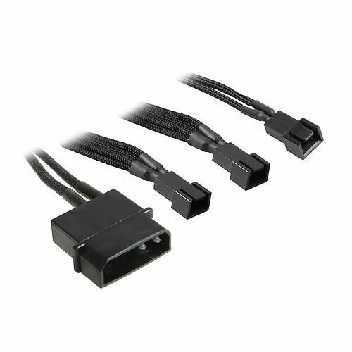 Câble adaptateur gainé 4 vers 3x3 broches BitFenix Alchemy, 20 cm, Noir/Noir