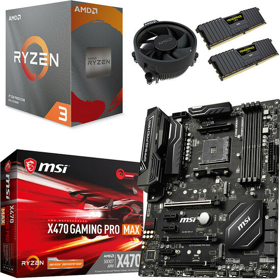Kit évo Ryzen 3 3100 (3.6 GHz) + MSI X470 GAMING PRO MAX + 16 Go