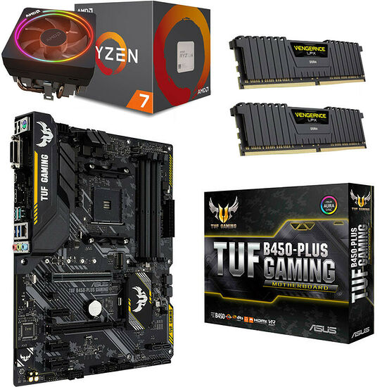 Kit évo Ryzen 7 2700X (3.7 GHz) + Asus TUF B450-PLUS GAMING + 16 Go