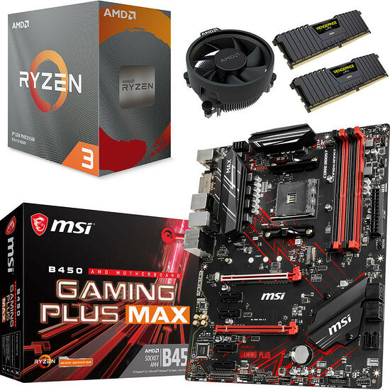 Kit évo Ryzen 3 3300X (3.8 GHz) + MSI B450 GAMING PLUS MAX + 16 Go
