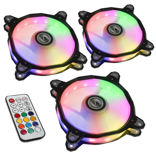 Lian Li Bora 120 RGB PWM, 120 mm (Noir) (Pack de 3) + Contrôleur + Télécommande
