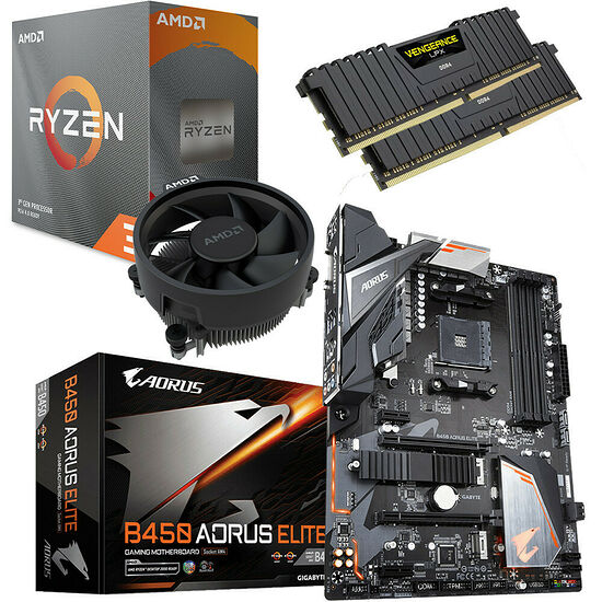 Kit évo Ryzen 3 3300X (3.8 GHz) + Gigabyte B450 AORUS Elite + 16 Go