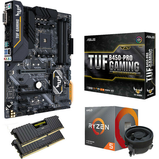 Kit évo Ryzen 5 3600X (3.8 GHz) + Asus TUF B450-PRO GAMING + 16 Go