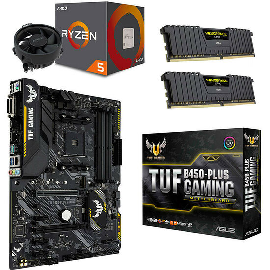 Kit évo Ryzen 5 2600 (3.4 GHz) + Asus TUF B450-PLUS GAMING + 16 Go