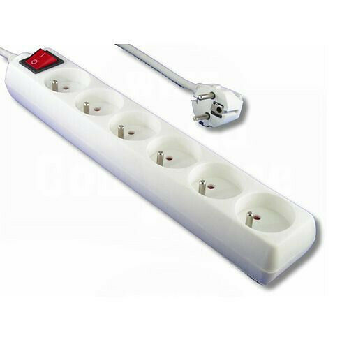 Bloc multiprises 2 Pôles + Terre, 6 entrées avec interrupteur, TopAchat