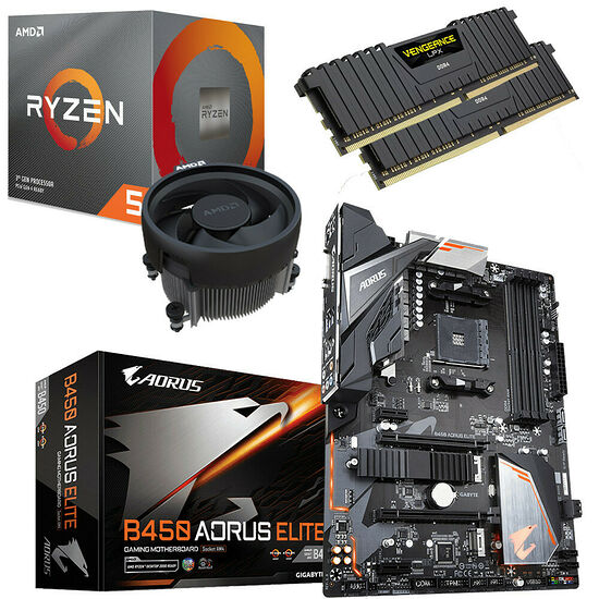 Kit évo Ryzen 5 3600X (3,8 GHz) + Gigabyte B450 AORUS Elite + 16 Go
